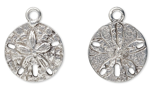 Antiqued Silver Pewter Sand Dollar Drop Charms 20x16mm – 4 pcs