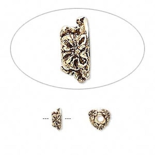 Antiqued Gold Pewter Flower Bead Caps, 6x2.5mm, 10 pcs