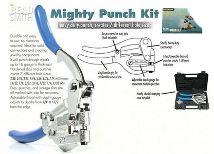 Beadsmith Mighty Punch Metal Hole Punch Kit, 7 Dies & Punches, Up to 16 Gauge