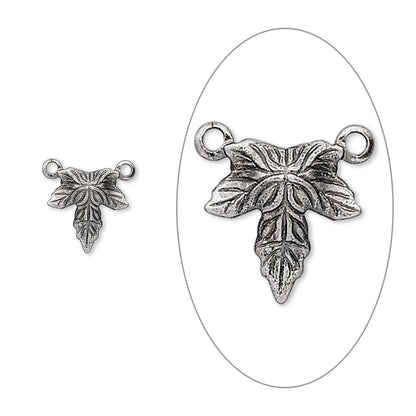 Antiqued Silver-Plated Brass 10x10mm Leaf Drop Connectors, 100 pcs