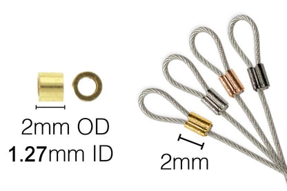 Silver Plated Crimp Tube Beads 2x2mm 1.27mm ID – 100 pcs