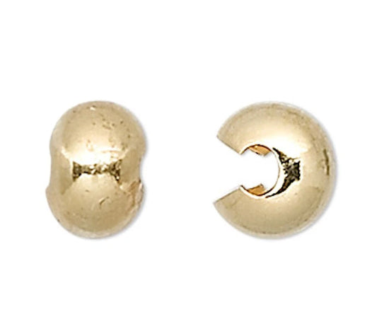 Gold Plated Brass Crimp Covers, 5mm, 500 pcs