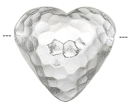 Hill Tribes Hammered Heart Focal Bead, Sterling Silver 20x19mm