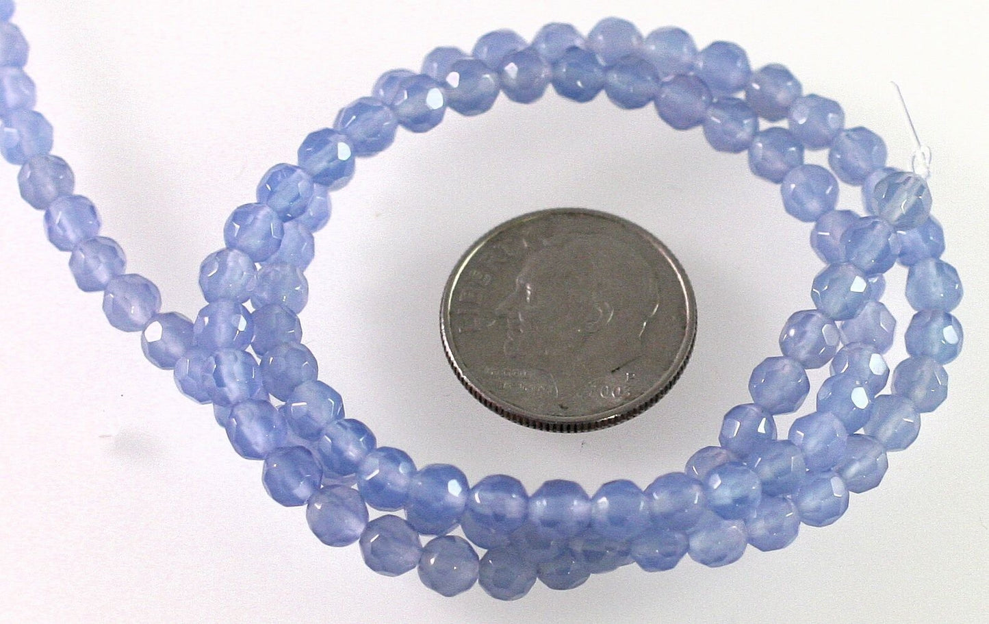Beads, Light Blue Onyx B Grade 4mm Hand-Cut Faceted Round, 1 Strand (approx. 96-100 pcs)