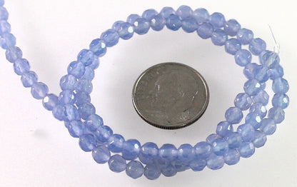 Beads, Light Blue Onyx B Grade 4mm Hand-Cut Faceted Round, 1 Strand (approx. 96-100 pcs)