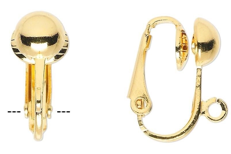 Gold Plated Steel Clip-On Earring Blanks 16mm Half Ball