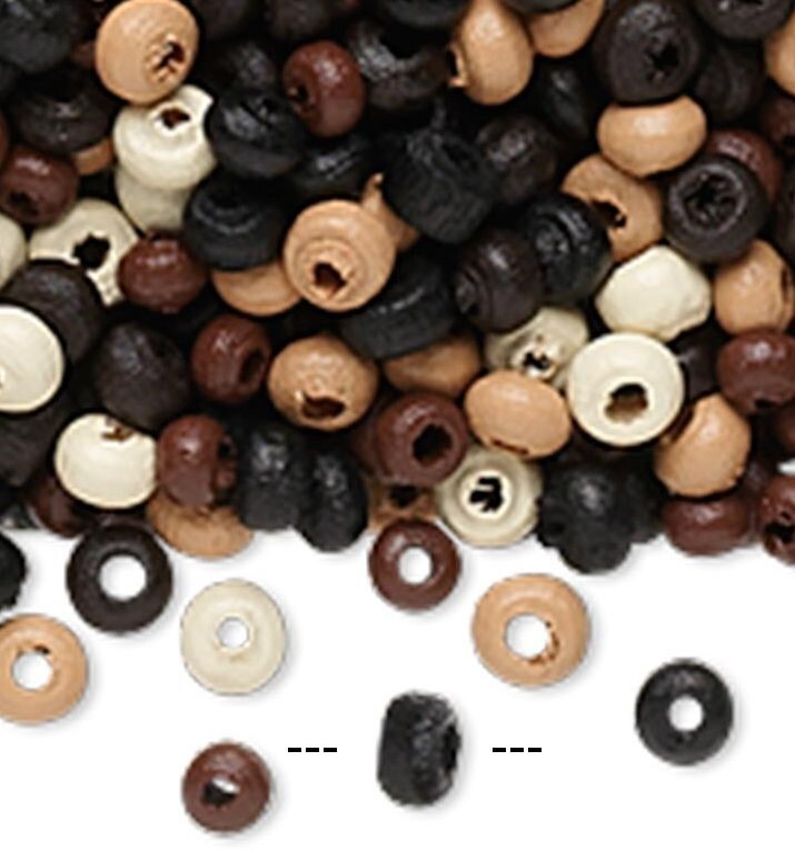 Wooden Rondelle Beads 3x2mm Assorted Natural Colors – 90g (~9000 pcs)