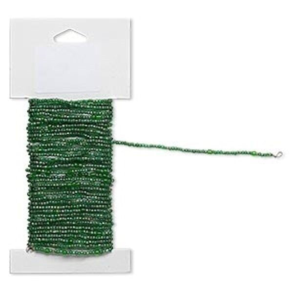 Beaded Wire, Pre-Strung Glass Seed Beads on Brass Wire, 15 Feet