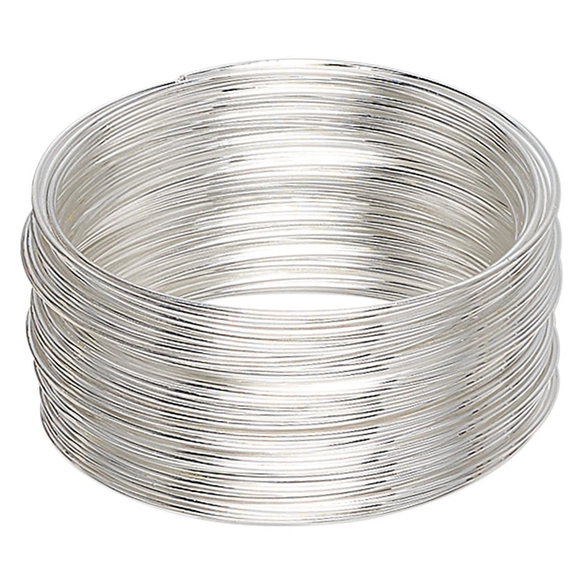 Silver Plated Carbon Steel Small Bracelet Memory Wire 1.75", 1 oz (approx. 60 loops)