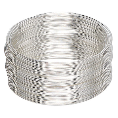 Silver Plated Carbon Steel Small Bracelet Memory Wire 1.75", 1 oz (approx. 60 loops)