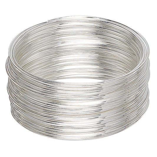 Silver Plated Carbon Steel Small Bracelet Memory Wire 1.75", 1 oz (approx. 60 loops)