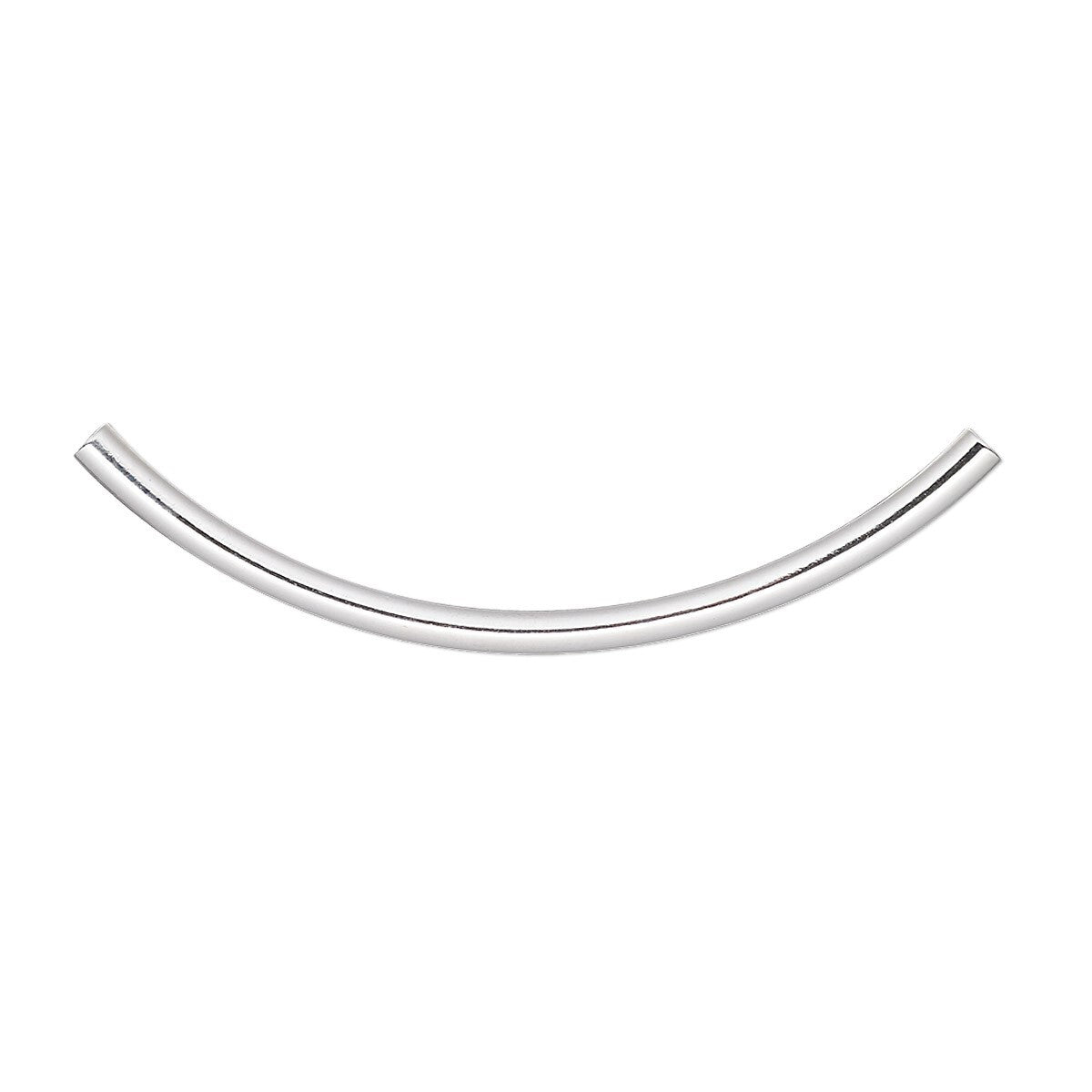 Silver Plated Brass Curved Tube Beads 38x2mm, 144 pcs