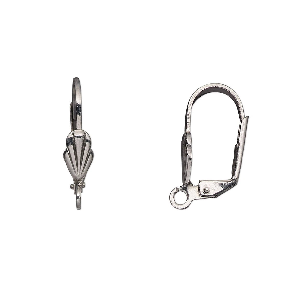 Stainless Steel Leverback Ear Wires with Shell, 18mm, 10 Pairs (20 pcs)