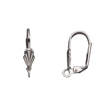 Stainless Steel Leverback Ear Wires with Shell, 18mm, 10 Pairs (20 pcs)