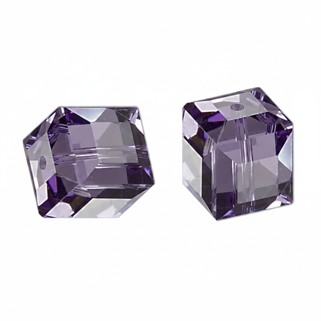 Swarovski Tanzanite Faceted Cube Beads (5601), 8mm, 6 pcs