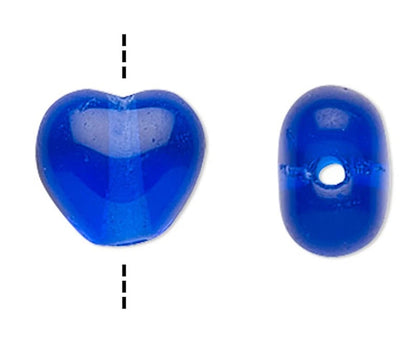 Czech Pressed Glass Transparent Cobalt Blue Heart Beads, 6mm, 1 Strand (approx. 65)
