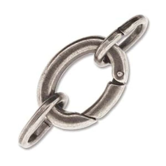 Clasp, 2 Large Antiqued Silver Plated 20x16mm Self Closing Hinged Bail Clasps