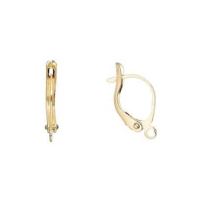 Gold-Plated Brass Leverback Ear Wires with Open Loop, 17mm, 50 Pairs