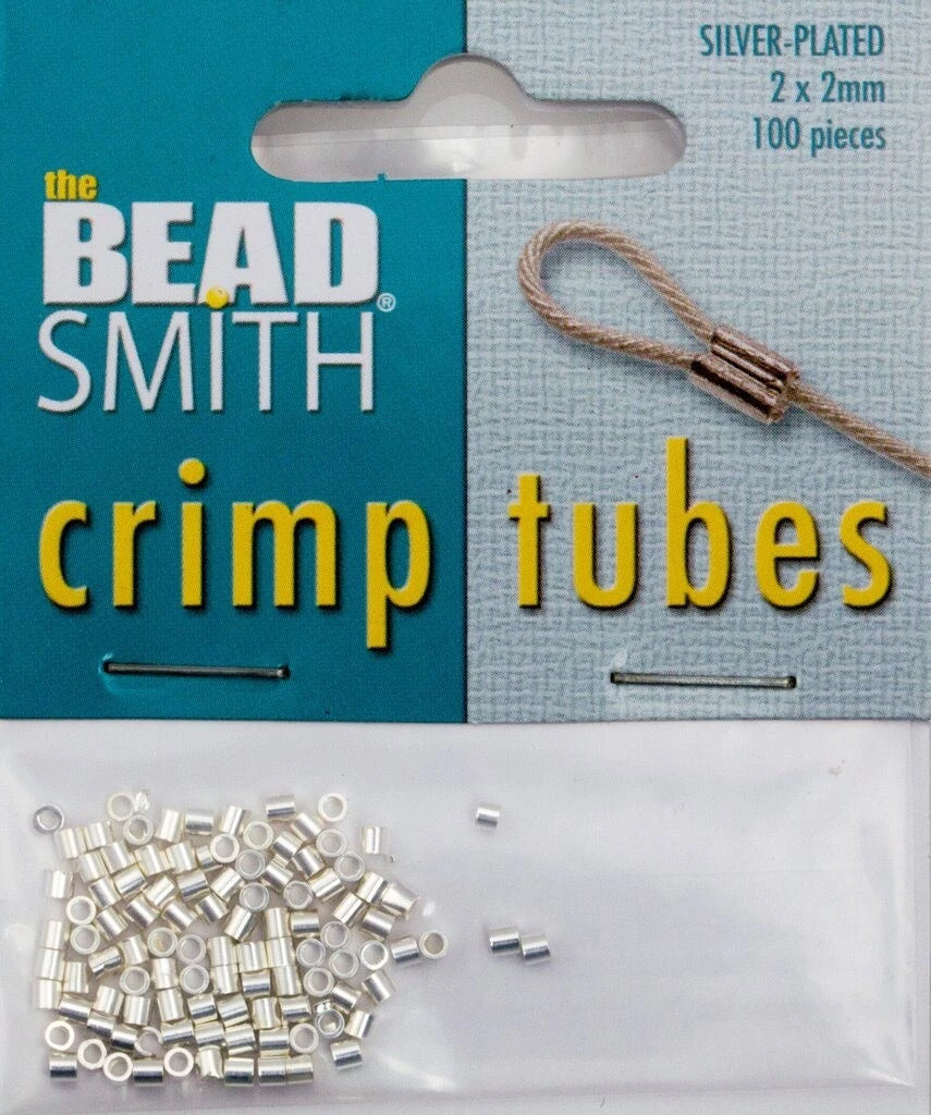 Silver Plated Crimp Tube Beads 2x2mm 1.27mm ID – 100 pcs