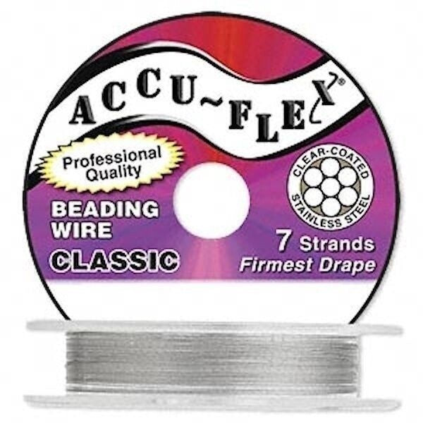 Accu-Flex 7 Strand Clear Beading Wire 0.024" Diameter, 100 Foot Spool