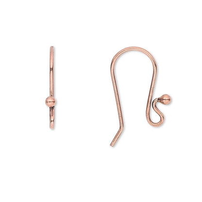 Antiqued Copper Fishhook Ear Wires with Ball, 13x19mm, 10 Pairs