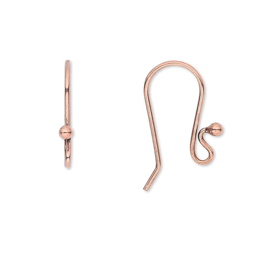 Antiqued Copper Fishhook Ear Wires with Ball, 13x19mm, 10 Pairs