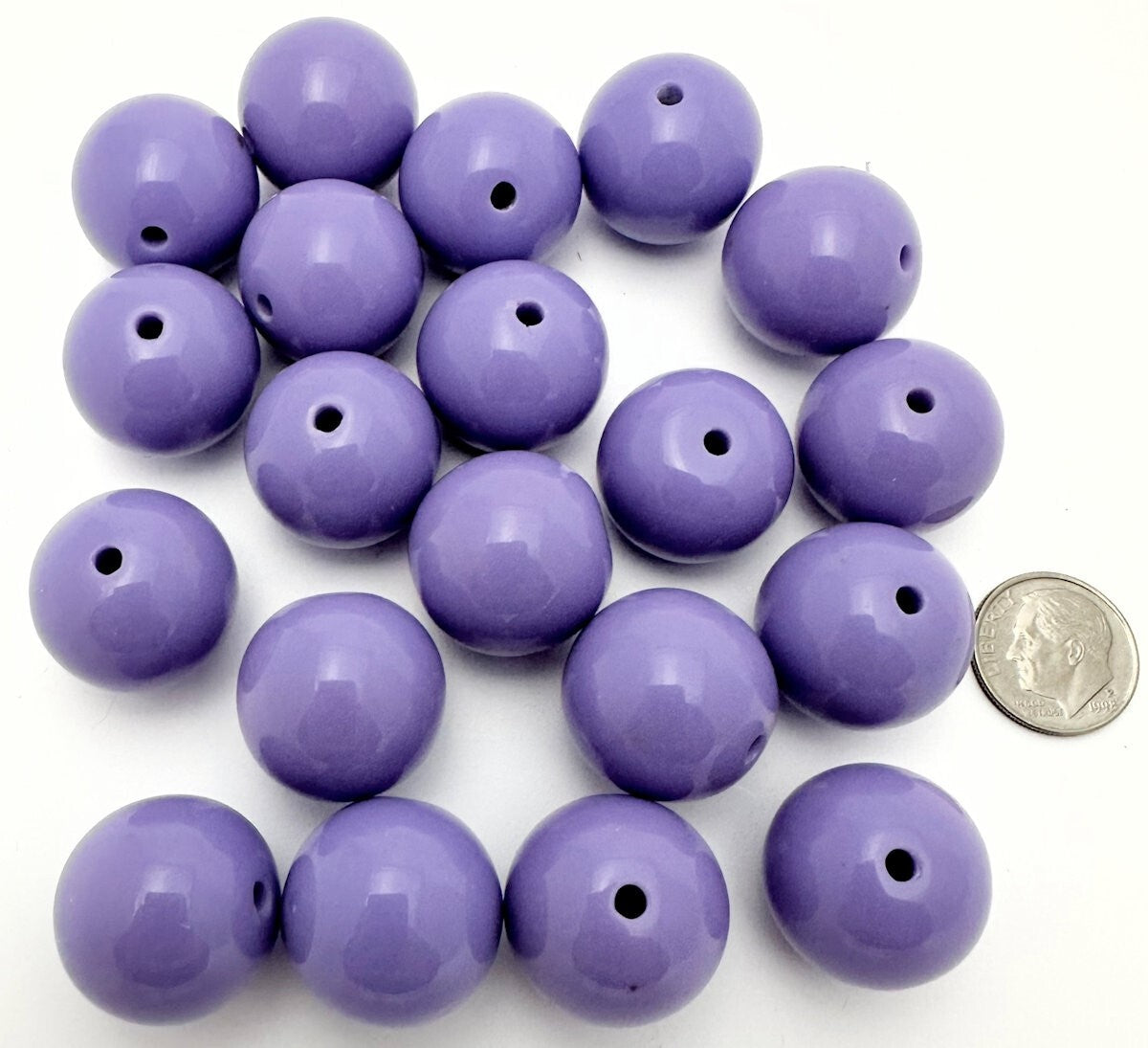 Opaque Violet Purple Resin Round Beads, 19-21mm, 1/4 lb (approx. 20)