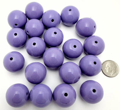 Opaque Violet Purple Resin Round Beads, 19-21mm, 1/4 lb (approx. 20)
