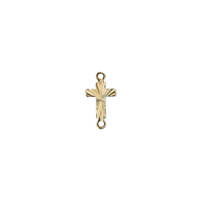 Link Connectors, 100 Gold Plated Brass 10x7mm Corrugated Cross
