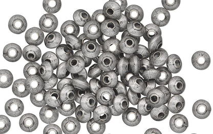Antiqued Silver Plated Brass Smooth Saucer Spacer Beads, 5x3mm, 100 pcs