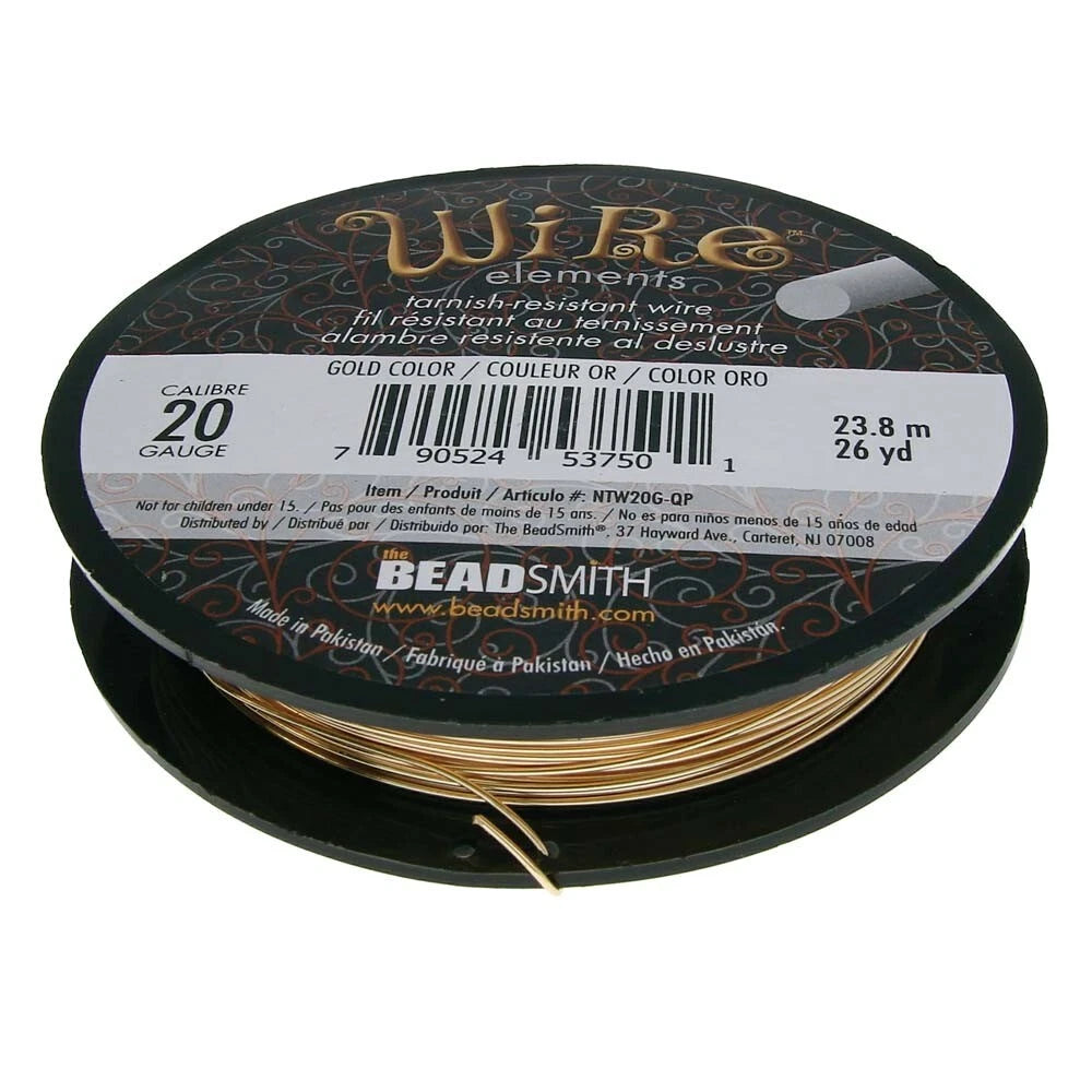 Beadsmith Tarnish Resistant Gold Round Wire, 20 Gauge, 26 Yards