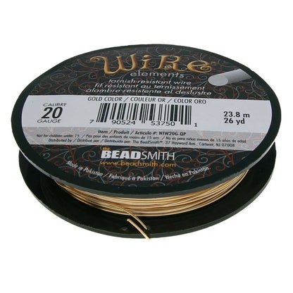 Beadsmith Tarnish Resistant Gold Round Wire, 20 Gauge, 26 Yards