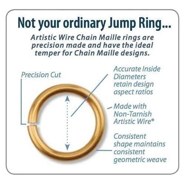 Beadalon Black Artistic Wire Chain Maille Jump Rings, 18 Gauge, 5.56mm ID, 110 pcs