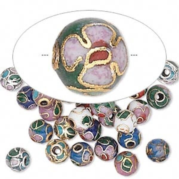 Multicolor Cloisonné 6mm Round Bead Mix, 36 pcs