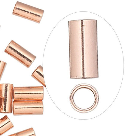 Copper Seamless Crimp Tubes, 6x3mm, 2.2mm ID, 100 pcs