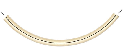 Gold Plated Brass Curved Tube Beads 50x3mm, 10 pcs