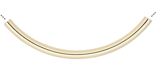 Gold Plated Brass Curved Tube Beads 50x3mm, 10 pcs