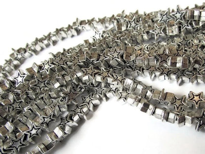 Antiqued Silver Pewter Double-Sided Star Spacer Beads, 6x3mm, 100 pcs