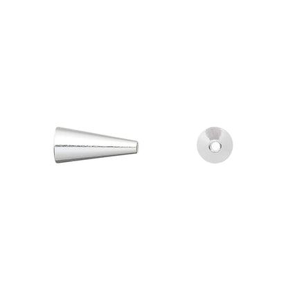 Silver Plated Brass Cone Bead Cap Terminators, 12x5mm, 10 pcs