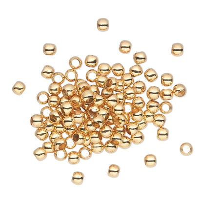 Gold Plated Brass Smooth Micro Round Spacer Beads, 3mm, 100 pcs