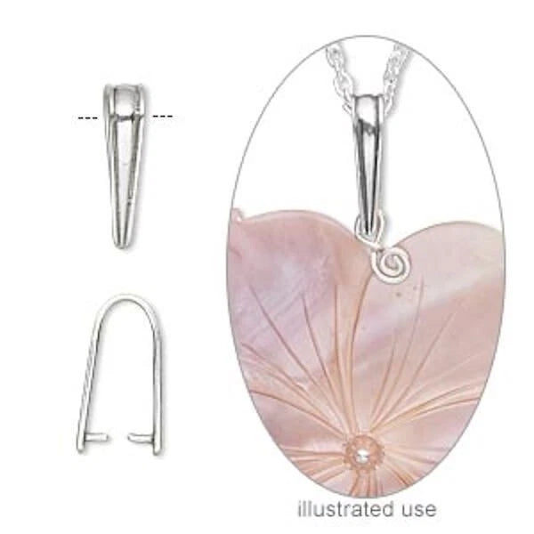 Sterling Silver Ice Pick Prong Bails, Antiqued Silver Triangle, 13x3mm, 10mm Grip