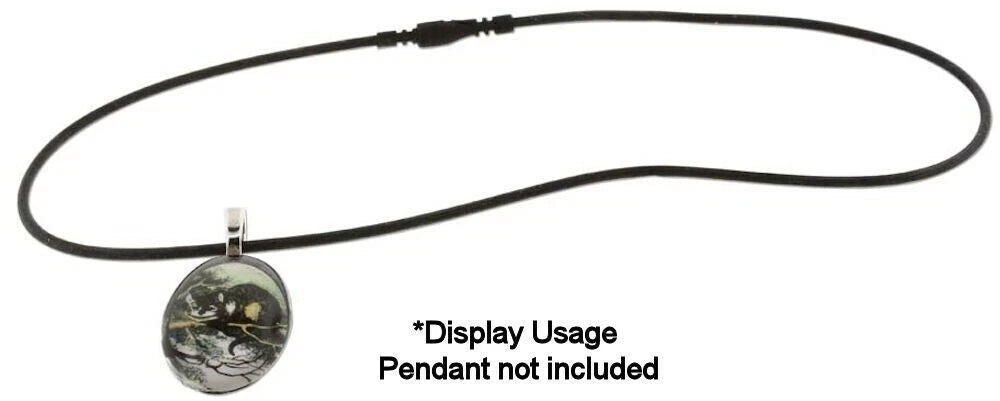 Necklace Cord, 4 Black Soft Silicone Rubber 16" Long 2mm Thick with Clasp