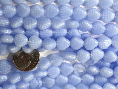 Czech Pressed Glass Opaque Light Blue Coral Sea Shell Beads, 9x9mm, 1 Strand (approx. 25)