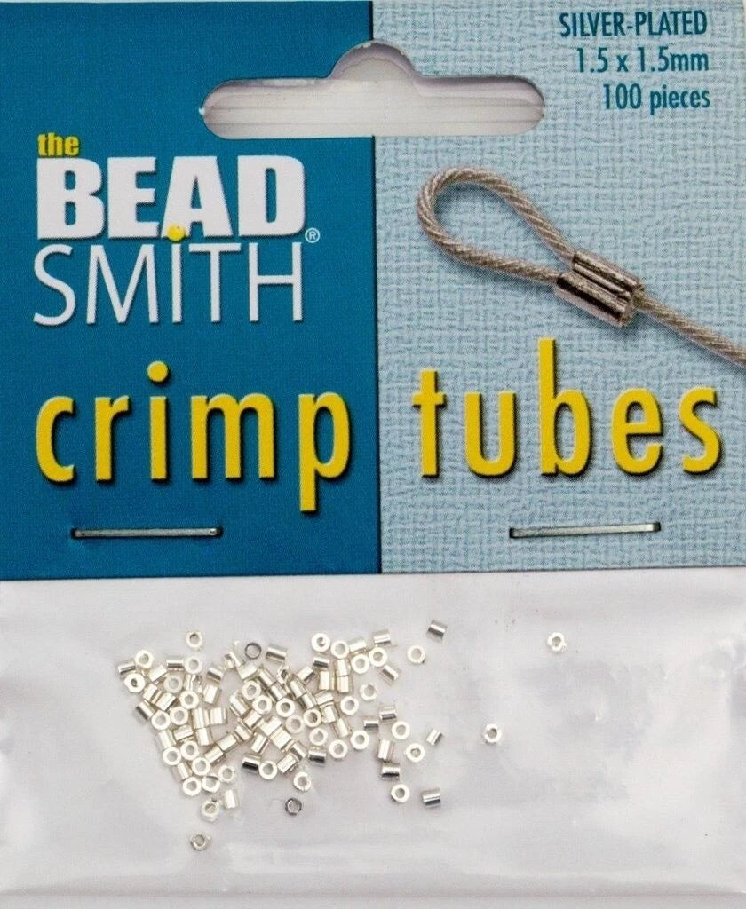 Beadsmith Silver Plated Crimp Tubes, 1.5x1.5mm, 100 pcs