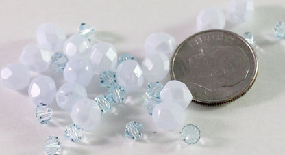 Czech Fire-Polished & Swarovski Crystal Blue Bead Mix, 32 pcs