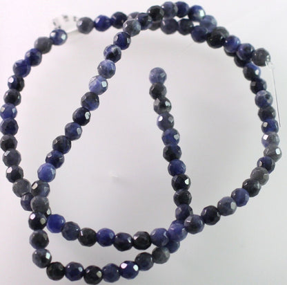 Beads, Sodalite (Natural) B Grade 4mm Faceted Round, 1 Strand (approx. 96 pcs)