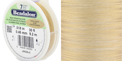 Beadalon 7 Strand Gold Beading Wire 0.018" Diameter, 30 Foot Spool