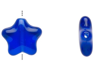 Bead, Czech Pressed Glass Transparent Cobalt Blue 11x11mm Star Bead 1 Strand(35)