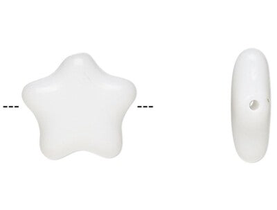 Czech Pressed Glass Opaque White 11x11mm Star Beads with 0.9-1mm Hole 1 Std(35)