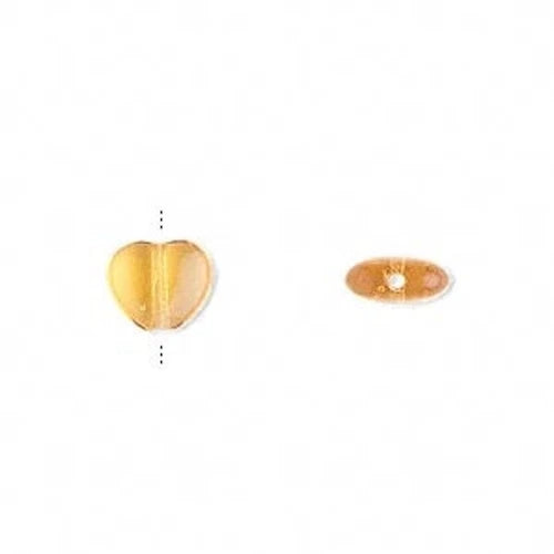 Czech Transparent Honey Pressed Glass Heart Beads, 8mm, 1 Strand (approx. 50)